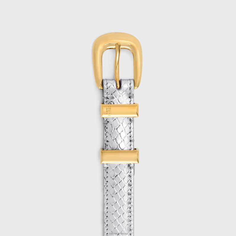 μικρή δυτική ζώνη από δέρμα μόσχου ανάγλυφο πύθωνα γυναίκες CELINE 640PT1029 αξεσουάρ ασήμι