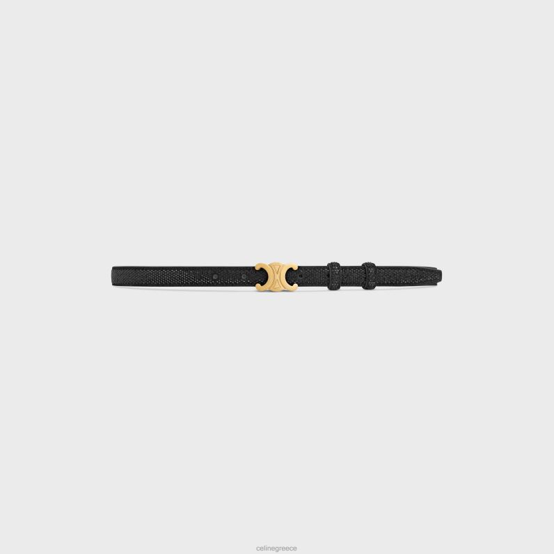 μικρή ζώνη θριάμβου από δέρμα μοσχαριού σουέτ με στρας γυναίκες CELINE 640PT1079 αξεσουάρ μαύρος
