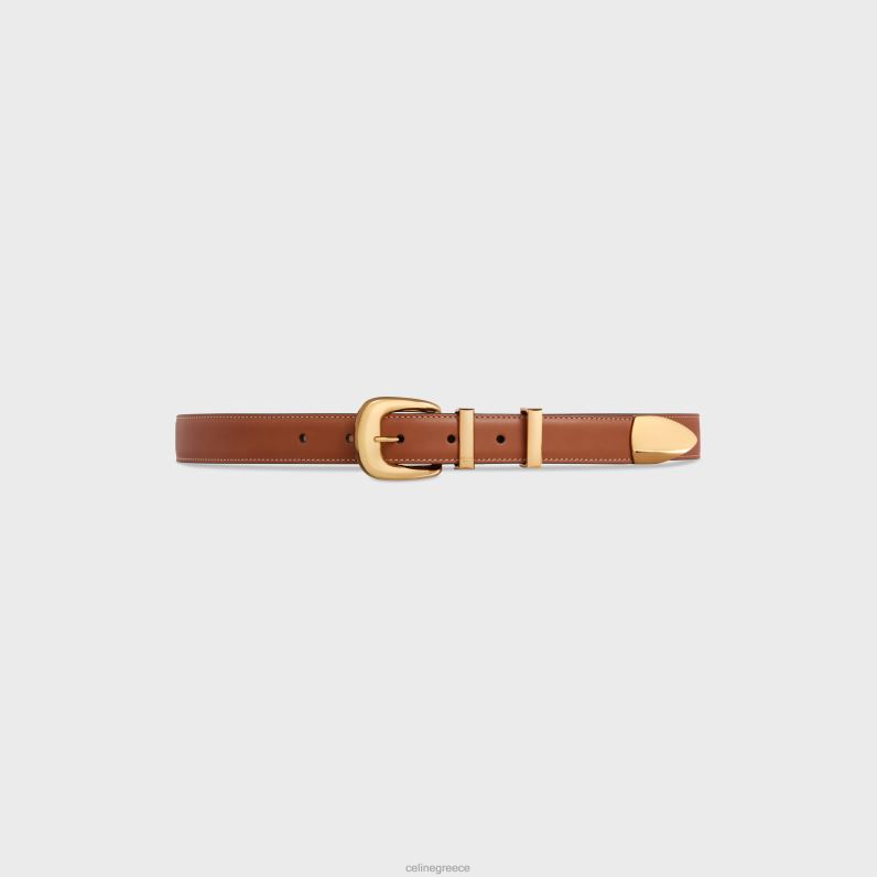 μέτρια δυτική ζώνη σε φυσικό δέρμα μόσχου γυναίκες CELINE 640PT1086 αξεσουάρ βυρσοδέψω