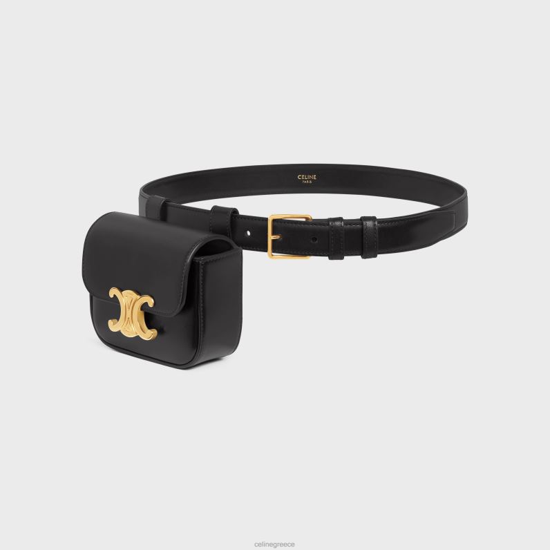 belt bag ζώνη triomphe σε γυαλιστερό δέρμα μοσχαριού γυναίκες CELINE 640PT1095 αξεσουάρ μαύρος
