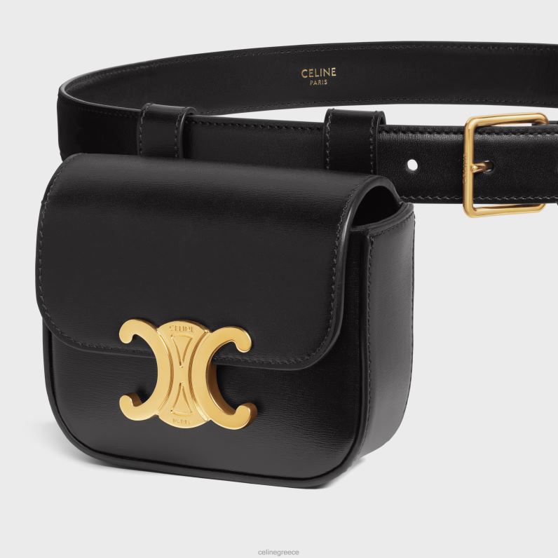 belt bag ζώνη triomphe σε γυαλιστερό δέρμα μοσχαριού γυναίκες CELINE 640PT1095 αξεσουάρ μαύρος