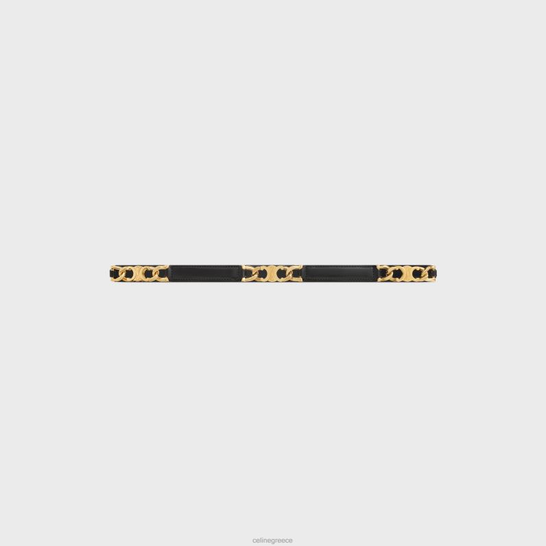 μικρή gourmette ρυθμιζόμενη ζώνη triomphe από δέρμα taurillon γυναίκες CELINE 640PT1090 αξεσουάρ μαύρος