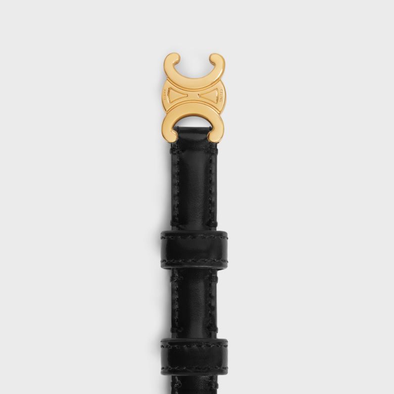 εφηβική ζώνη θριάμβου από δέρμα taurillon γυναίκες CELINE 640PT1025 αξεσουάρ μαύρος