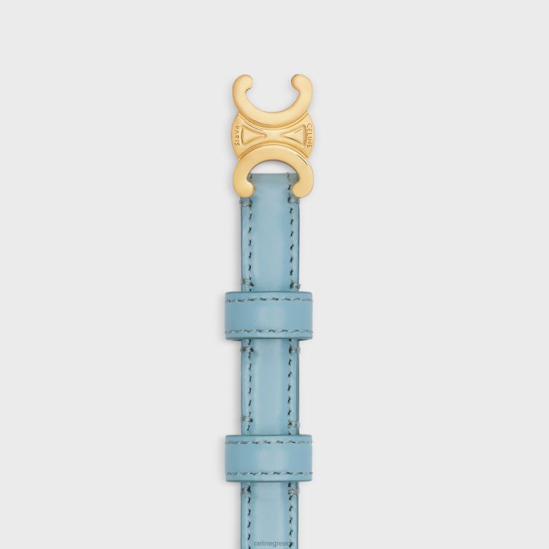 εφηβική ζώνη θριάμβου από δέρμα taurillon γυναίκες CELINE 640PT1082 αξεσουάρ Καλιφόρνια μπλε