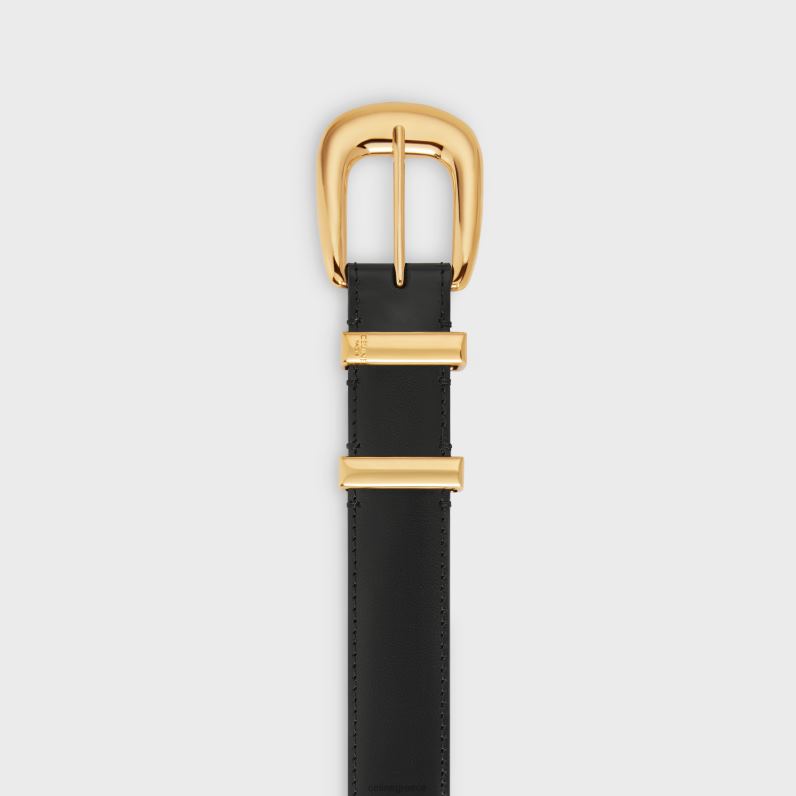 μεσαία δυτική ζώνη από δέρμα taurillon γυναίκες CELINE 640PT1084 αξεσουάρ μαύρος