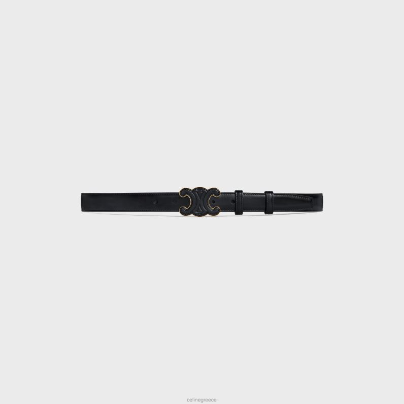 Ζώνη triomphe μεσαίου cuir από δέρμα taurillon γυναίκες CELINE 640PT1092 αξεσουάρ μαύρος