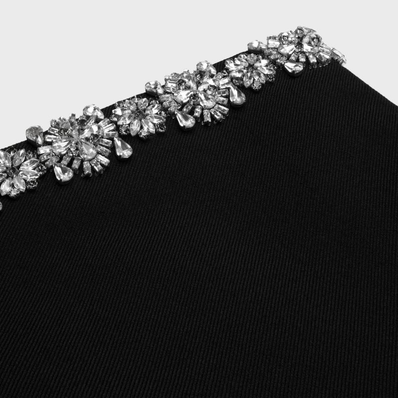 κεντημένη μίνι φούστα σε διαγώνιο μαλλί γυναίκες CELINE 640PT552 ενδύματα μαύρος