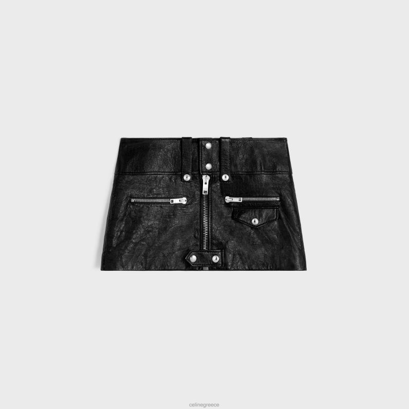 μίνι φούστα σε απαλό δέρμα αρνιού γυναίκες CELINE 640PT556 ενδύματα μαύρος