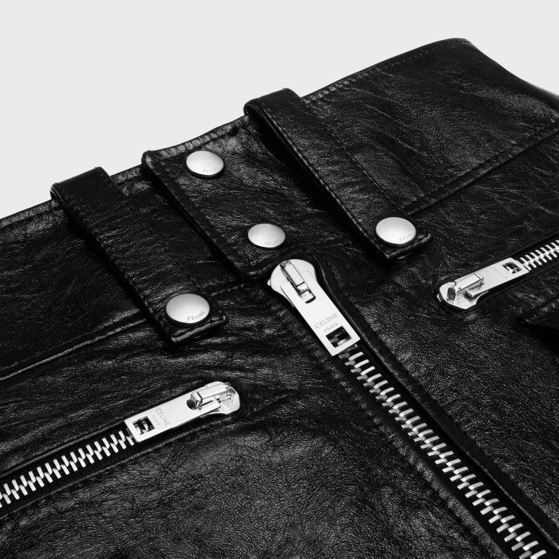 μίνι φούστα σε απαλό δέρμα αρνιού γυναίκες CELINE 640PT556 ενδύματα μαύρος