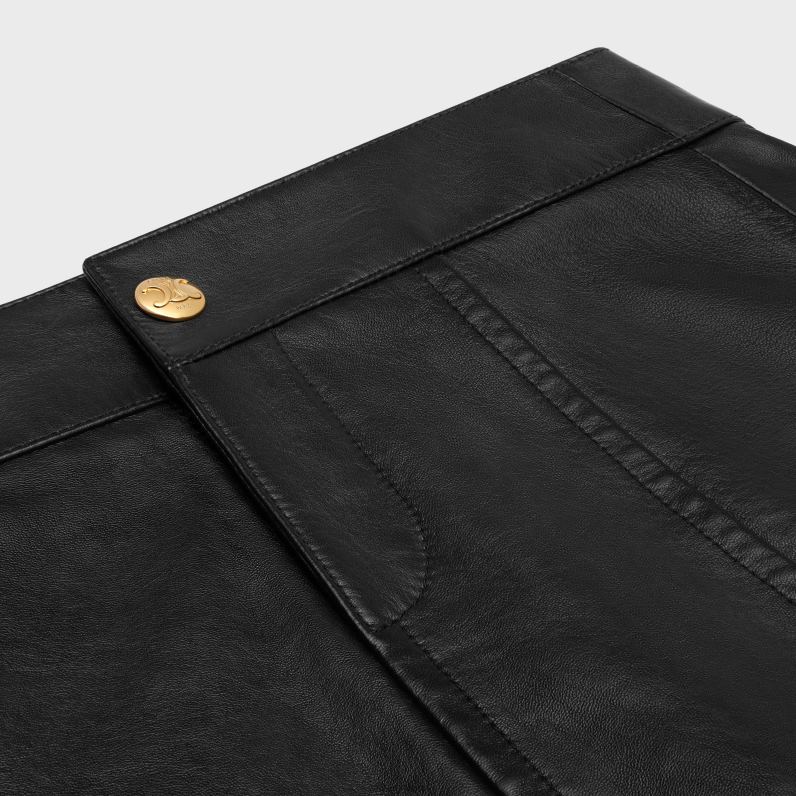 μίνι φούστα σε απαλό δέρμα αρνιού γυναίκες CELINE 640PT661 ενδύματα μαύρος