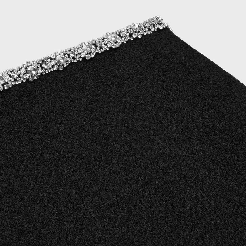 μίνι φούστα με κεντημένο γαλόνι σε τουίντ γυναίκες CELINE 640PT813 ενδύματα μαύρος