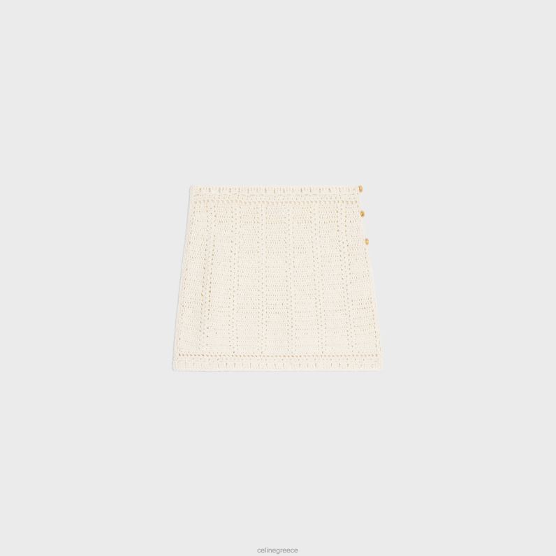 μίνι φούστα από κροσέ βαμβάκι γυναίκες CELINE 640PT820 ενδύματα υπόλευκο