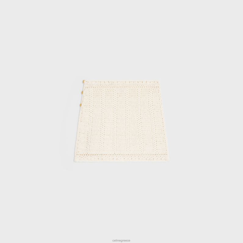 μίνι φούστα από κροσέ βαμβάκι γυναίκες CELINE 640PT820 ενδύματα υπόλευκο