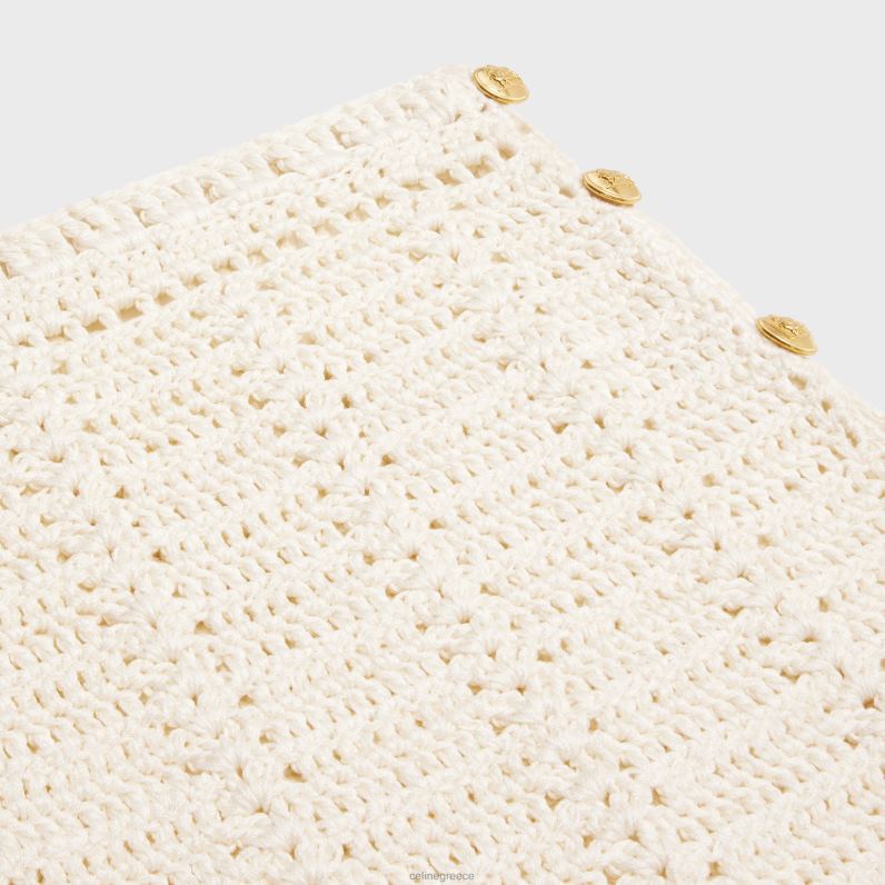 μίνι φούστα από κροσέ βαμβάκι γυναίκες CELINE 640PT820 ενδύματα υπόλευκο