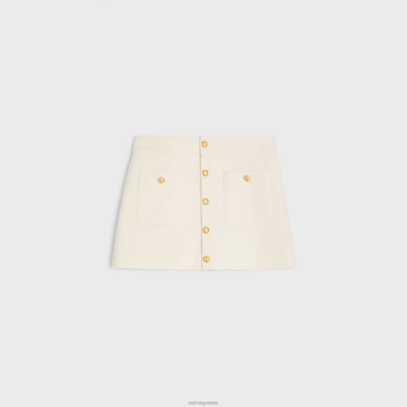 τραπεζάκι μίνι φούστα σε τουίντ γυναίκες CELINE 640PT821 ενδύματα craie