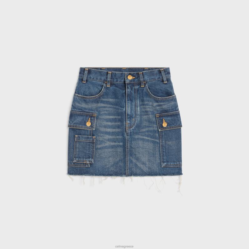 cargo μίνι φούστα σε τζιν γυναίκες CELINE 640PT823 ενδύματα σκοτεινό πλύσιμο ένωσης