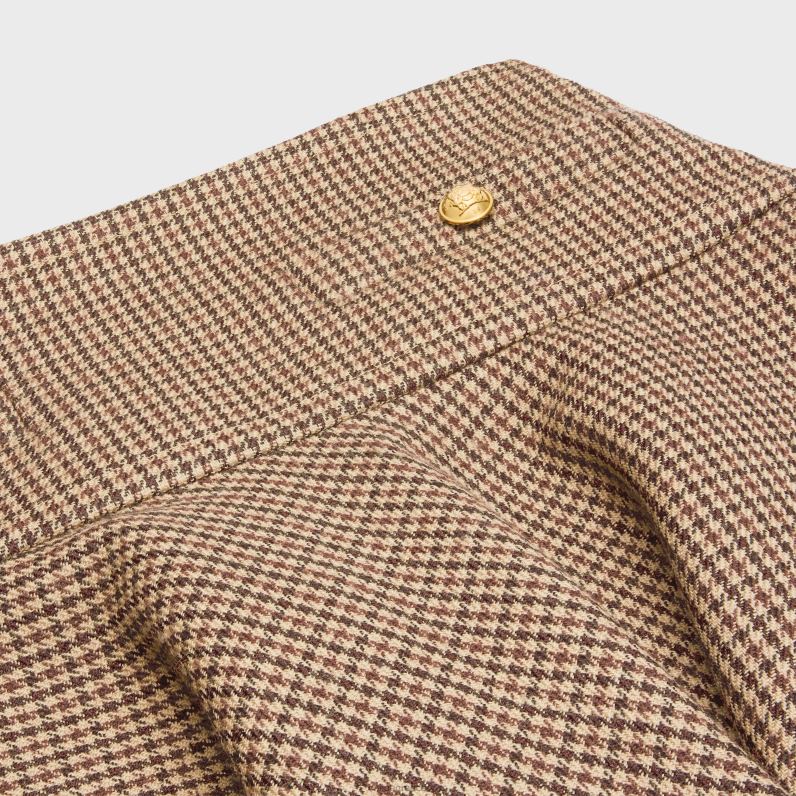 μίνι φούστα σε διπλό μαλλί houndstooth γυναίκες CELINE 640PT814 ενδύματα μπορντό/μπεζ/μαύρο