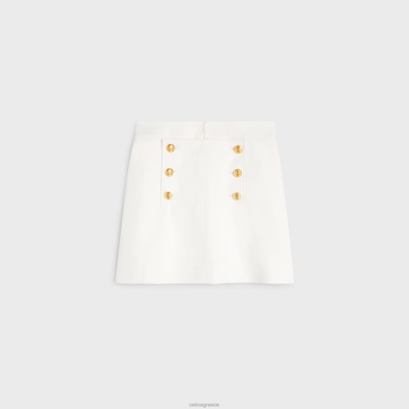 μίνι φούστα trapeze yachting σε βαμβακερό twill γυναίκες CELINE 640PT822 ενδύματα άσπρο