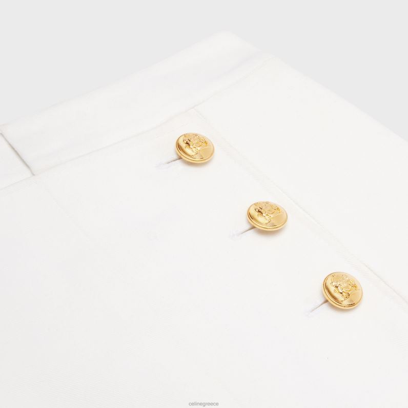 μίνι φούστα trapeze yachting σε βαμβακερό twill γυναίκες CELINE 640PT822 ενδύματα άσπρο