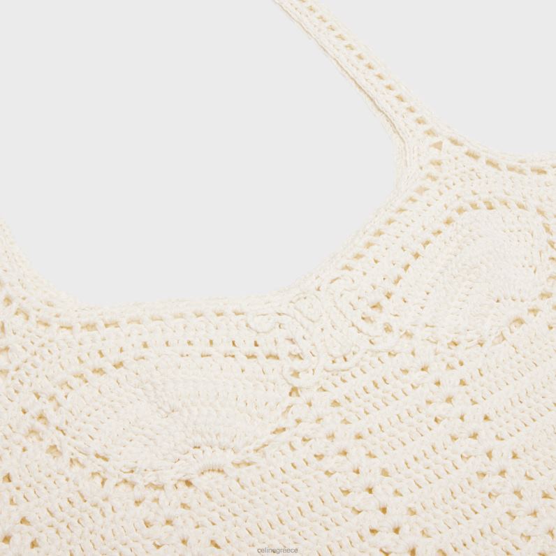 Μπουστάκι μίνι φόρεμα από κροσέ βαμβάκι γυναίκες CELINE 640PT791 ενδύματα υπόλευκο
