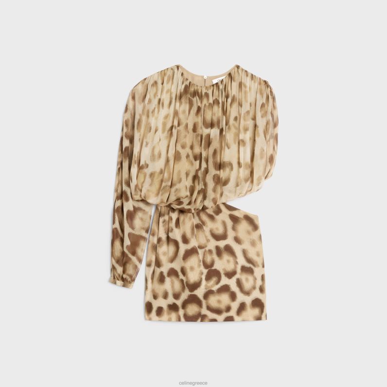 ντραπέ μίνι φόρεμα από μεταξωτή μουσελίνα γυναίκες CELINE 640PT795 ενδύματα ξανθός