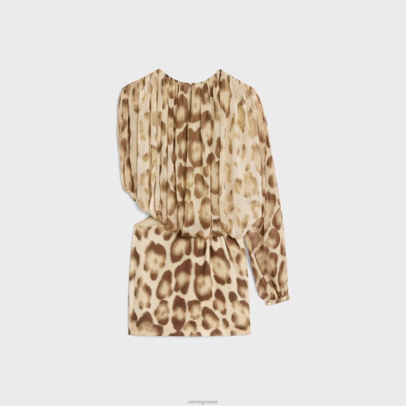 ντραπέ μίνι φόρεμα από μεταξωτή μουσελίνα γυναίκες CELINE 640PT795 ενδύματα ξανθός
