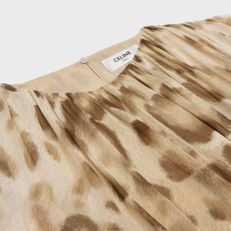 ντραπέ μίνι φόρεμα από μεταξωτή μουσελίνα γυναίκες CELINE 640PT795 ενδύματα ξανθός