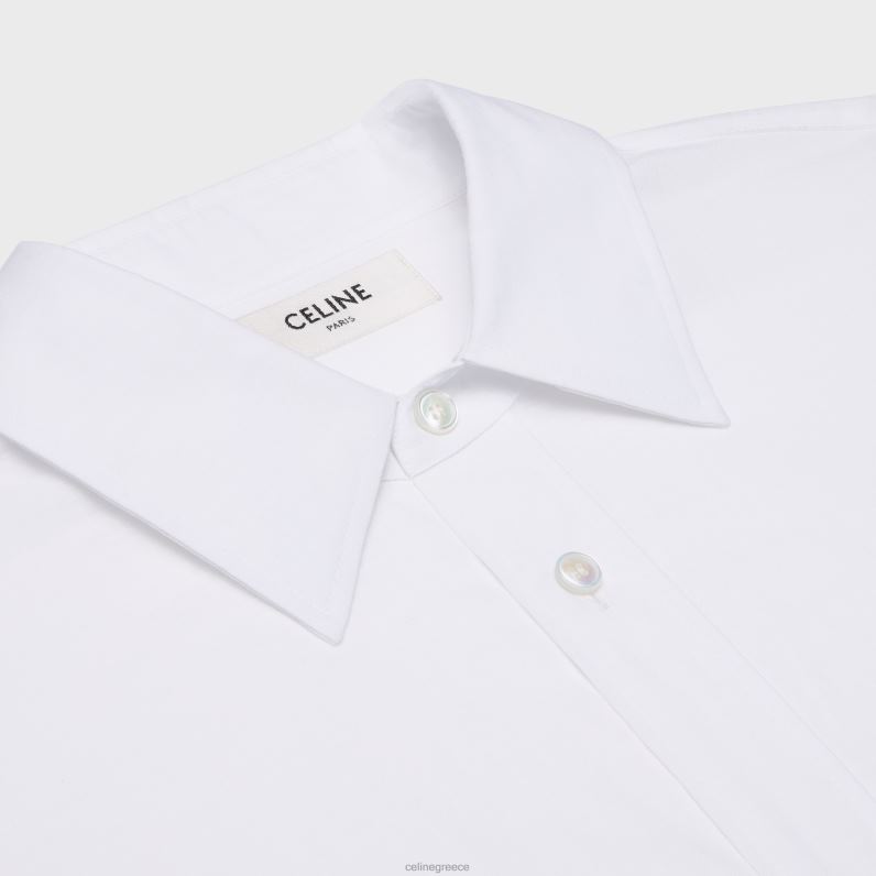 φόρεμα πουκάμισο ζωγράφου από βαμβακερό μπατίστ γυναίκες CELINE 640PT798 ενδύματα άσπρο