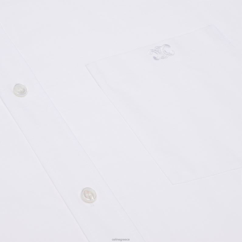 φόρεμα πουκάμισο ζωγράφου από βαμβακερό μπατίστ γυναίκες CELINE 640PT798 ενδύματα άσπρο