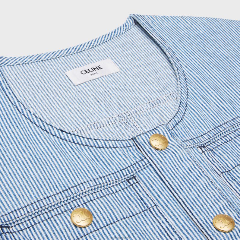 Μίνι στρατιωτικό φόρεμα από βαμβακερό χίκυρο γυναίκες CELINE 640PT801 ενδύματα πλύση κυμάτων