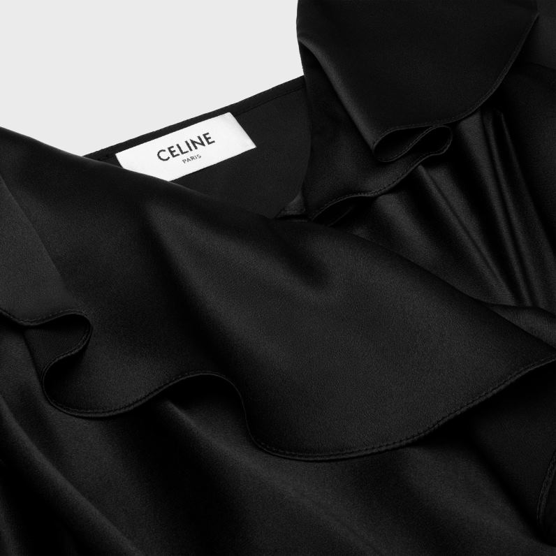 ασύμμετρο φόρεμα εσωρούχων σε σατέν κρεπ γυναίκες CELINE 640PT805 ενδύματα μαύρος