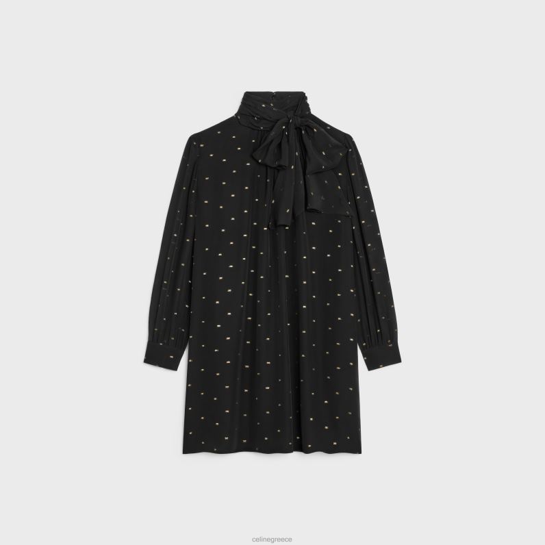 babydoll φόρεμα σε μεταξωτό georgette γυναίκες CELINE 640PT651 ενδύματα νουάρ/ή