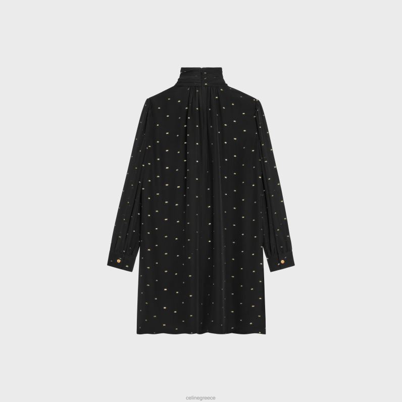 babydoll φόρεμα σε μεταξωτό georgette γυναίκες CELINE 640PT651 ενδύματα νουάρ/ή