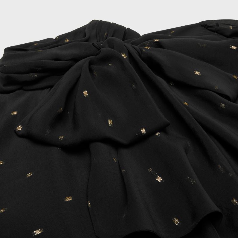 babydoll φόρεμα σε μεταξωτό georgette γυναίκες CELINE 640PT651 ενδύματα νουάρ/ή