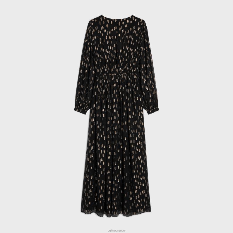 μακρύ φόρεμα σε fil coupe μεταξωτή ζωρζέτα γυναίκες CELINE 640PT792 ενδύματα μαύρος