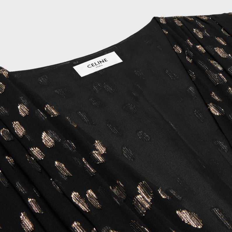 μακρύ φόρεμα σε fil coupe μεταξωτή ζωρζέτα γυναίκες CELINE 640PT792 ενδύματα μαύρος