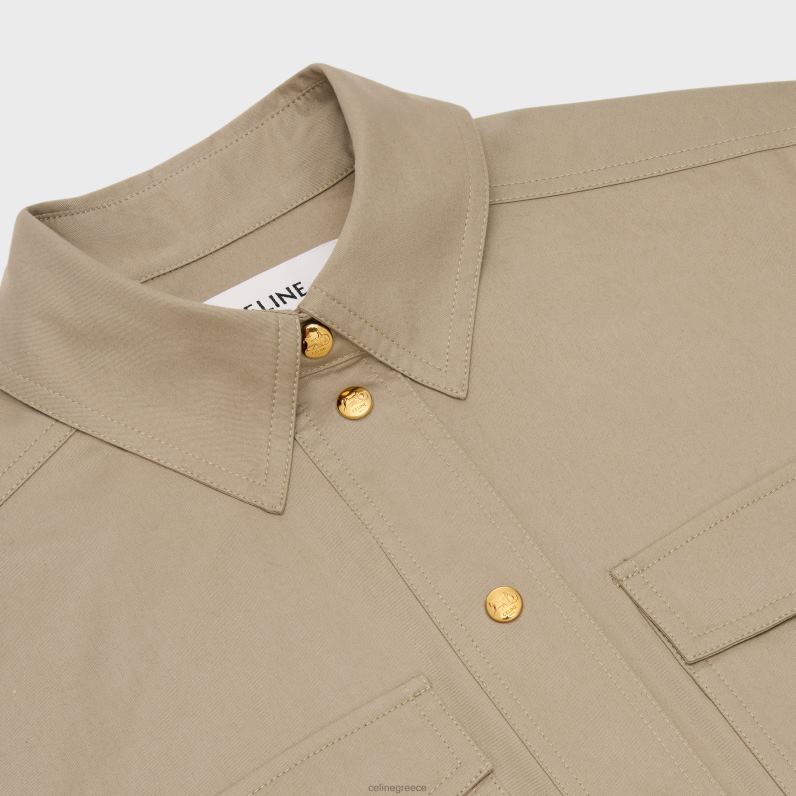 Φόρεμα saharienne από ελαφριά γκαμπαρντίνα γυναίκες CELINE 640PT793 ενδύματα μπεζ