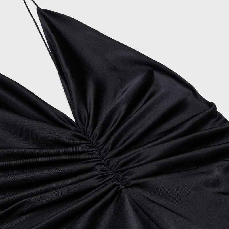 ντραπέ slip φόρεμα σε μεταξωτό twill γυναίκες CELINE 640PT803 ενδύματα μαύρος