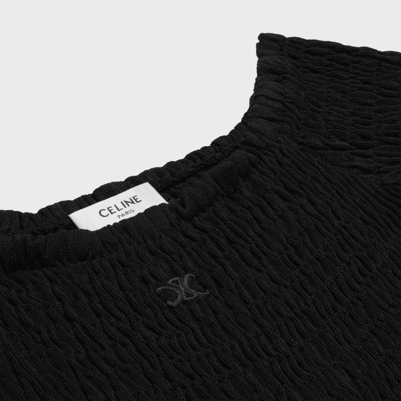 μίνι φόρεμα triomphe από μετάξι γυναίκες CELINE 640PT657 ενδύματα μαύρος