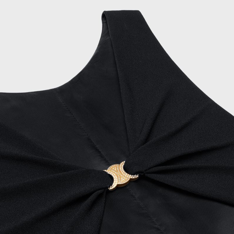 Φόρεμα triomphe με ανοιχτή πλάτη σε σατέν κρεπ πίσω γυναίκες CELINE 640PT804 ενδύματα μαύρος