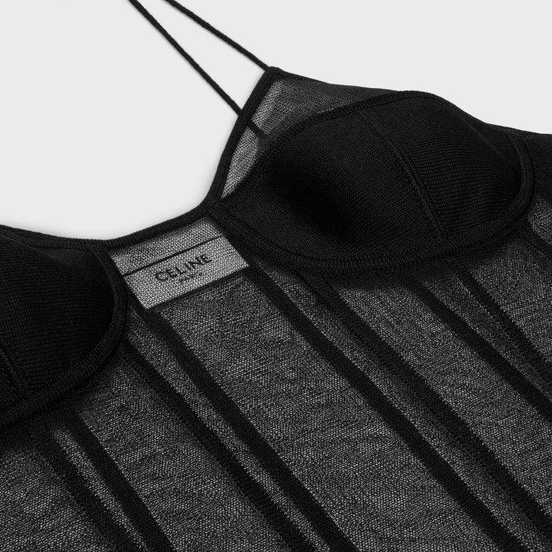 κορσέ τοπ σε μεταξωτή οργάντζα γυναίκες CELINE 640PT641 ενδύματα μαύρος