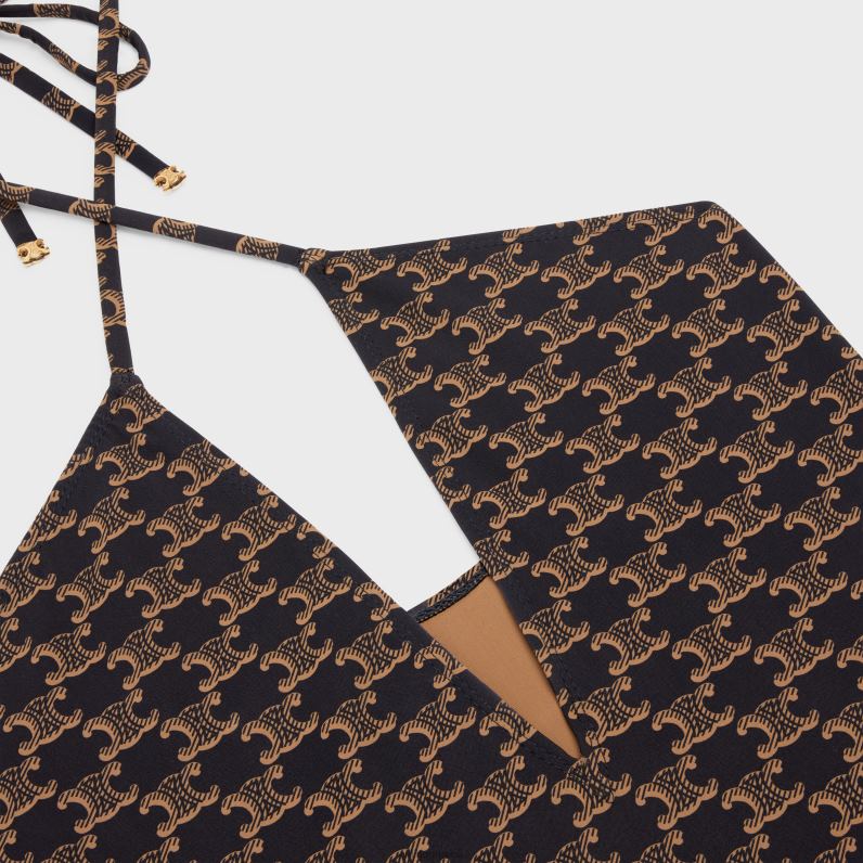 μαγιό σε μονόγραμμα φανέλα γυναίκες CELINE 640PT897 ενδύματα καραμέλα/καφέ