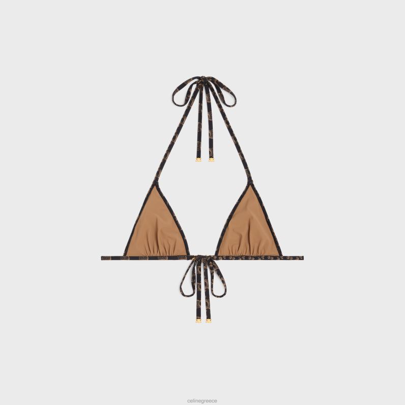 τρίγωνο τοπ σε μονόγραμμα φανέλα γυναίκες CELINE 640PT902 ενδύματα καραμέλα/καφέ