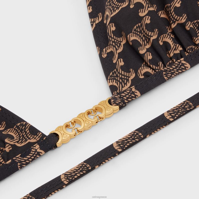 τρίγωνο τοπ σε μονόγραμμα φανέλα γυναίκες CELINE 640PT902 ενδύματα καραμέλα/καφέ