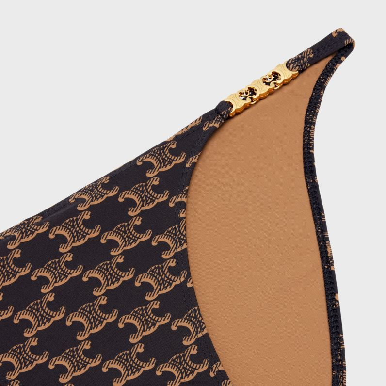 παντελόνι μαγιό σε μονόγραμμα ζέρσεϊ γυναίκες CELINE 640PT903 ενδύματα καραμέλα/καφέ