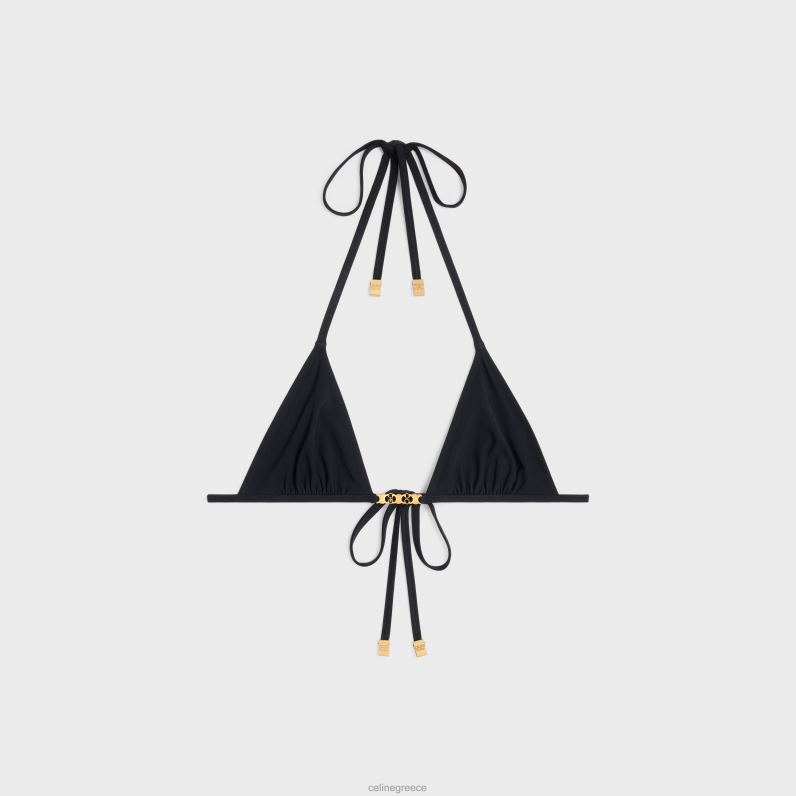 τριγωνικό μπλουζάκι triomphe σε ματ φανέλα γυναίκες CELINE 640PT898 ενδύματα μαύρος