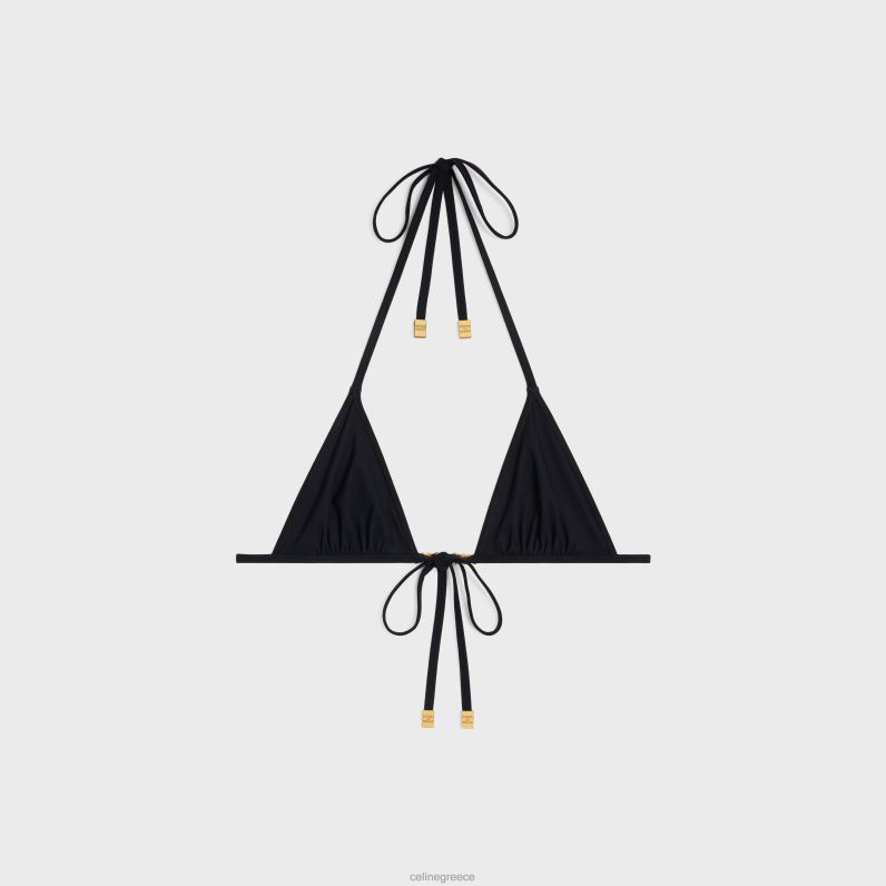 τριγωνικό μπλουζάκι triomphe σε ματ φανέλα γυναίκες CELINE 640PT898 ενδύματα μαύρος