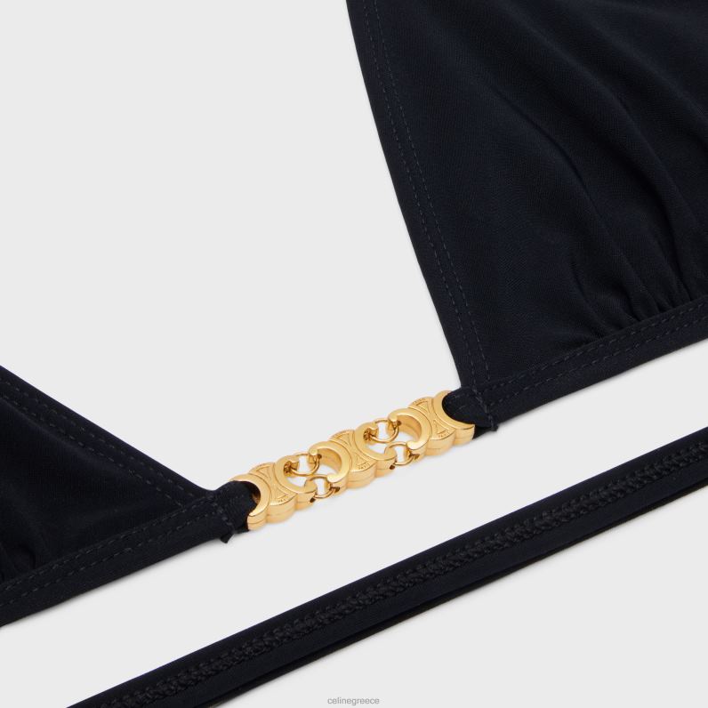 τριγωνικό μπλουζάκι triomphe σε ματ φανέλα γυναίκες CELINE 640PT898 ενδύματα μαύρος