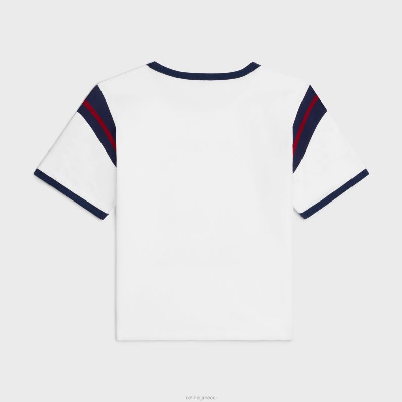 Μπλουζάκι 16 κουτί σε βαμβακερή φανέλα γυναίκες CELINE 640PT678 ενδύματα υπόλευκο/τουαρέγκ/σκουριά