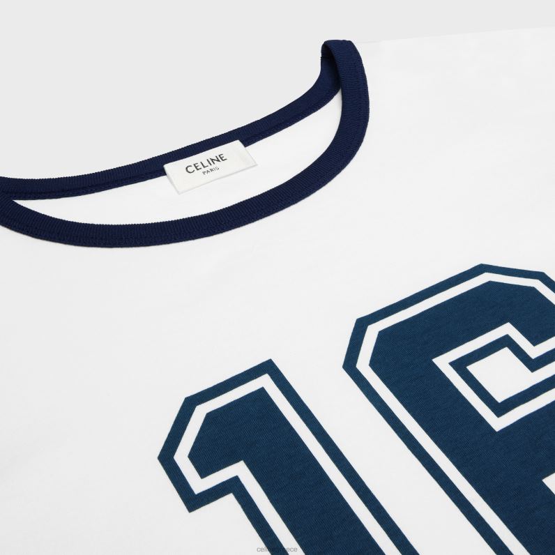 Μπλουζάκι 16 κουτί σε βαμβακερή φανέλα γυναίκες CELINE 640PT678 ενδύματα υπόλευκο/τουαρέγκ/σκουριά